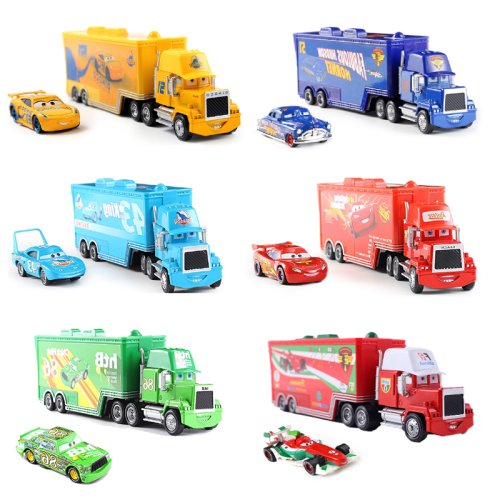 Imagen de Coches de Carreras Disney Pixar Cars 3: Relámpago McQueen, Jackson Storm, Chick Hicks y Mack – Colección de Modelos a Escala Die-Cast para Niños