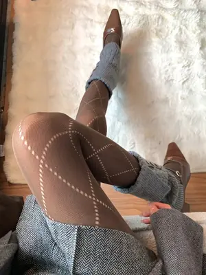 Image de Collants Jacquard Slim 10D - Tendance Y2K Automne-Hiver 2025
