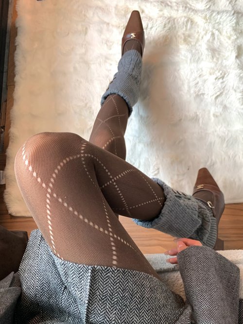 Image of Elegant 10D Thin Jacquard Knitted Pantyhose for Women – Soft Stretchy Tights with Y2K Aesthetic, Perfect for Autumn Winter Fashion