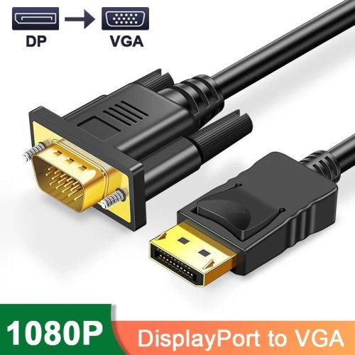 Imagen de Cable Adaptador DisplayPort a VGA con Conexión de Video HD para Monitor, TV, Proyector y Ordenador Portátil