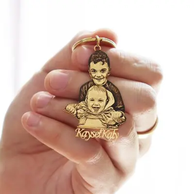Image de Porte-clés photo bébé - Bijou personnalisé avec gravure famille