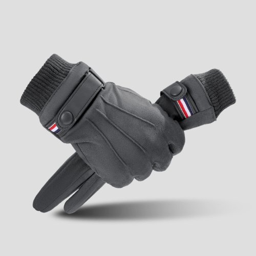 Imagen de Guantes de ciclismo de gamuza para hombre, guantes gruesos de invierno para senderismo, pantalla tác...