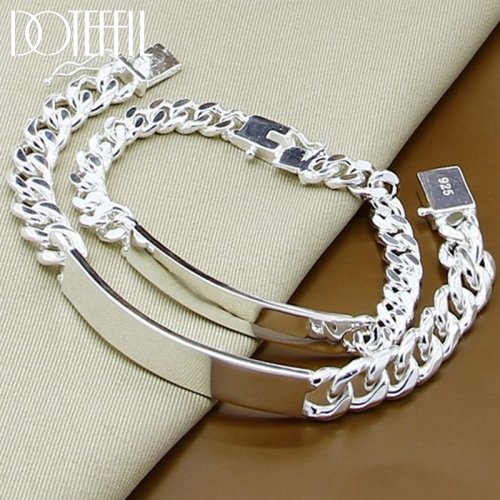 Afbeelding van Elegante 925 Sterling Zilver Armband 10mm - Gladde Zijwaartse Ketting voor Heren en Dames, Perfect voor Bruiloft en Verlovingsfeest