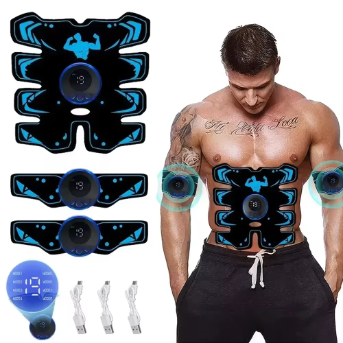 Imagen de Estimulador Muscular EMS Recargable por USB para Brazos y Abdomen - Almohadilla de Entrenamiento 3 en 1 con Tecnología Inalámbrica Inteligente para Tonificar, Fortalecer y Reducir la Grasa Corporal