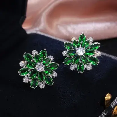 Image de Boucles d'oreilles Fleur Argent 925 - Style Bling Élégant