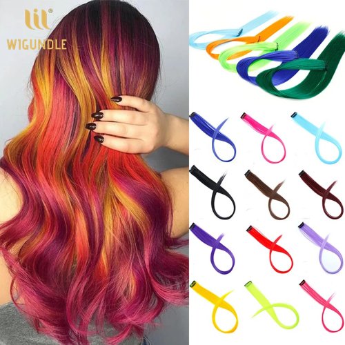 Imagen de Extensiones de Cabello Sintético Arcoíris con Clip