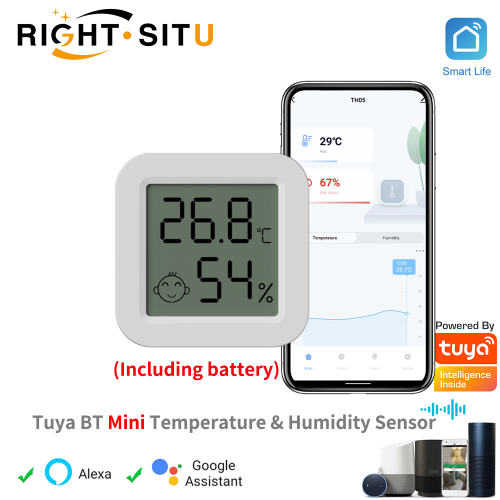 Zdjęcie Inteligentny czujnik temperatury i wilgotności Tuya z wyświetlaczem LCD – mini termometr higrometr Bluetooth do sterowania domem za pomocą aplikacji