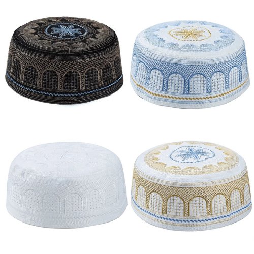 Imagen de Gorra Islámica para Hombres - Estilo Saudí Bordada en Algodón