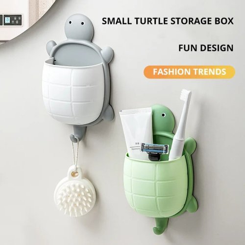 Imagen de Estante de Almacenamiento con Diseño de Tortuga para Cepillos de Dientes, Organizador Creativo para Baño con Estilo de Dibujos Animados