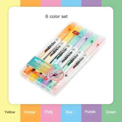 Image de Surligneur Double Tête - 6 Couleurs Pastel