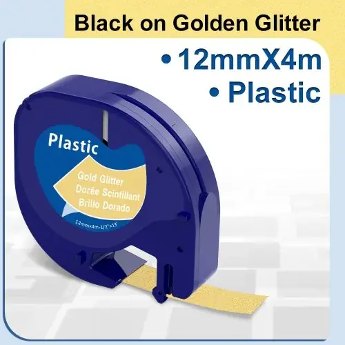 Image de Ruban étiquettes Dymo LetraTag 12mm Noir sur Blanc - Compatible 91200/91331
