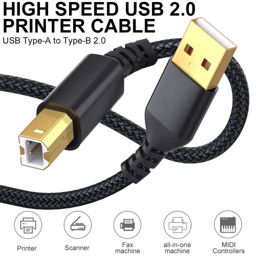 Bild von Laihonen USB-B auf USB-A Druckerkabel, USB 2.0 Stecker auf Stecker, Hochgeschwindigkeits-Drucker- und Scannerkabel für HP, Canon, Epson, Dell, Lexmark – Zuverlässige Verbindung für Ihre Druckergeräte