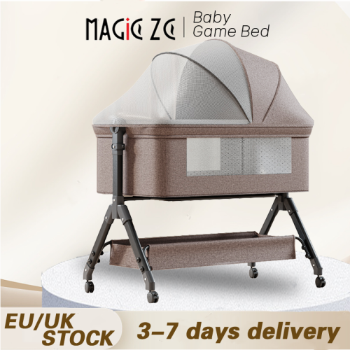 Image de Berceau 3 en 1 bébé pliant avec moustiquaire et roulettes