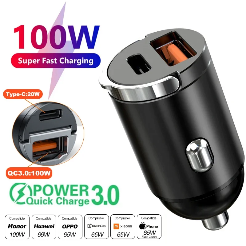 Bild von Schnellladegerät für Auto – 100W USB-C mit PD & QC für iPhone, Samsung, Huawei