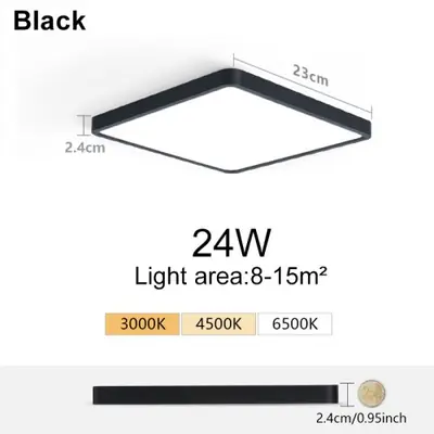 Image de Plafonnier LED Carré Ultra Mince - Design Bois Naturel