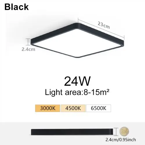 Image de Plafonnier LED Carré Ultra Mince - Design Bois Naturel