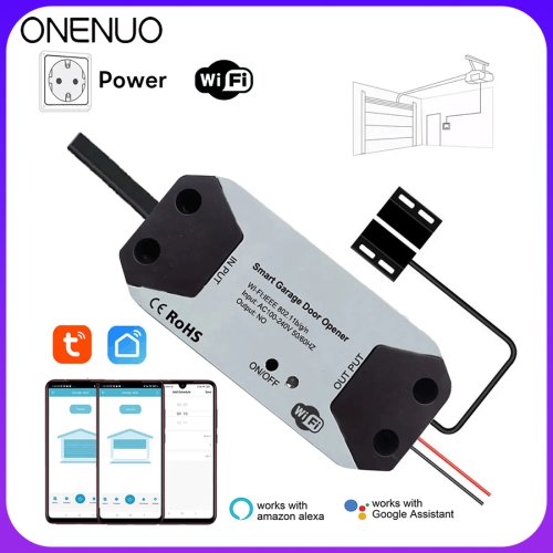 Immagine di Interruttore Smart per Porta del Garage Tuya WiFi – Apriporta Intelligente con Controllo da App, Alexa e Google Home, Senza Hub Richiesto