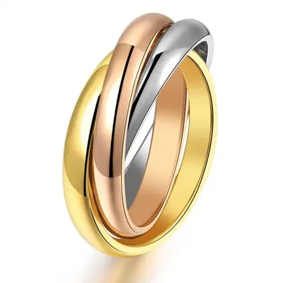 Image de Bague en Acier Inoxydable - Trio de Couleurs Élégantes