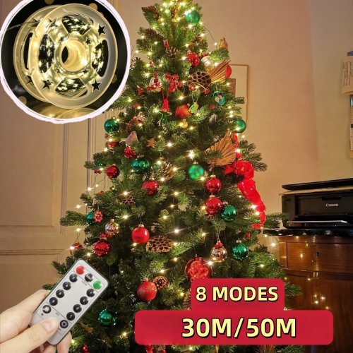 Zdjęcie Lampki LED Sznurkowe 30m i 50m z Wtyczką EU – Ozdobne Girlandy Zdalnie Sterowane, 8 Trybów Oświetlenia, Idealne na Ślub, Boże Narodzenie, Nowy Rok i Inne Święta