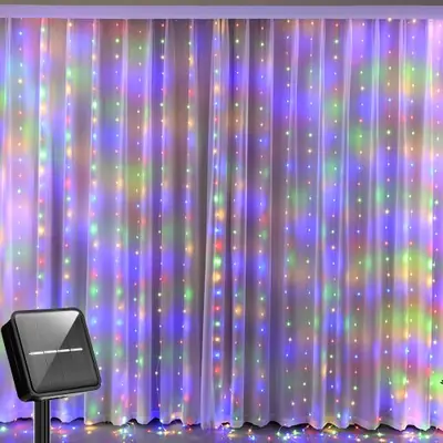 Image de Rideau Lumineux Solaire 300 LED - Décoration Extérieure Étanche