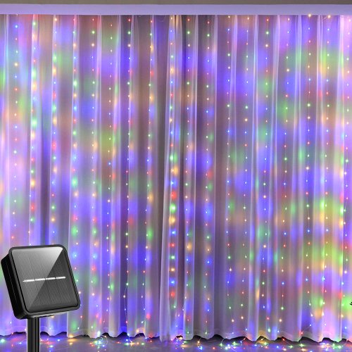 Bild von Solar Vorhang Licht führte im Freien wasserdicht 120leds Girlande Dekoration Lichterketten Hof Weihnachten Fee Girlande Lichterketten