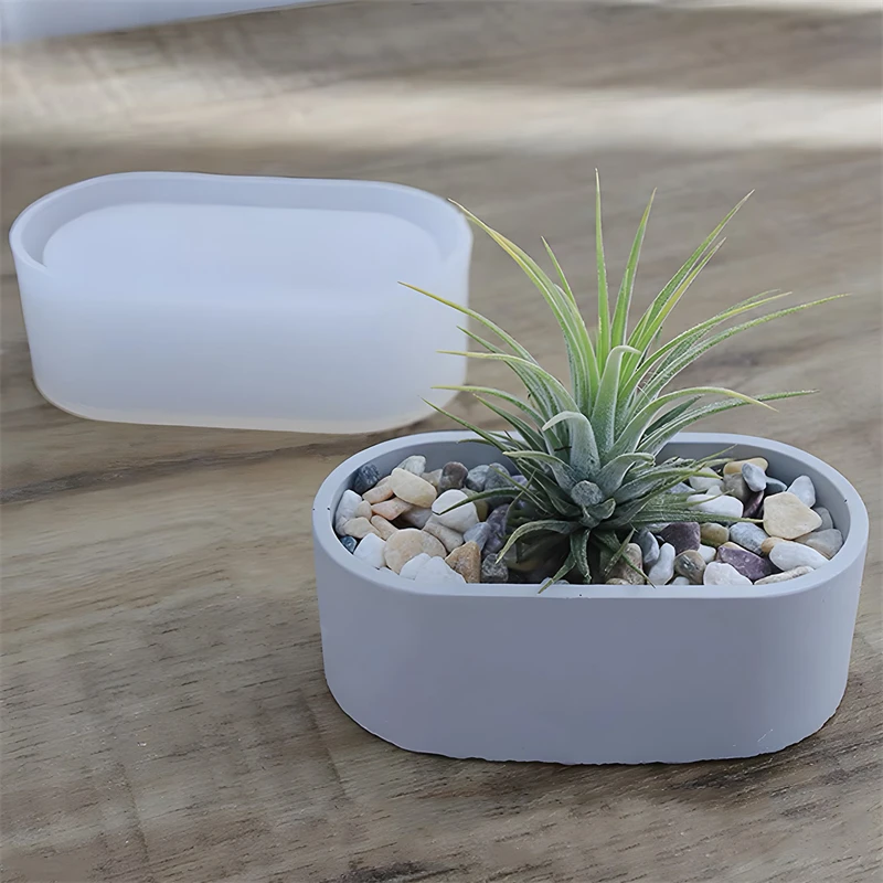 Bild von Natürliche Silikonform für DIY-Kristall- und Epoxy-Projekte – Rechteckige Fortunbox zur Herstellung von Sukkulententöpfen aus Gips oder Zement