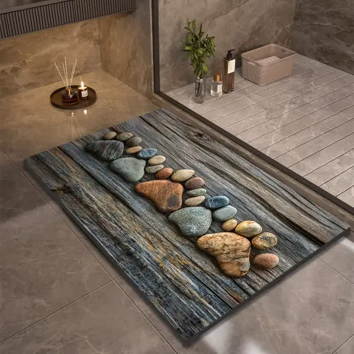Image de Tapis de Bain Antidérapant en Diatomite - Séchage Rapide & Absorbant