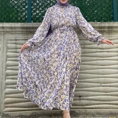 Image de Abaya Élégante en Mousseline de Soie - Robe d'Été Luxueuse