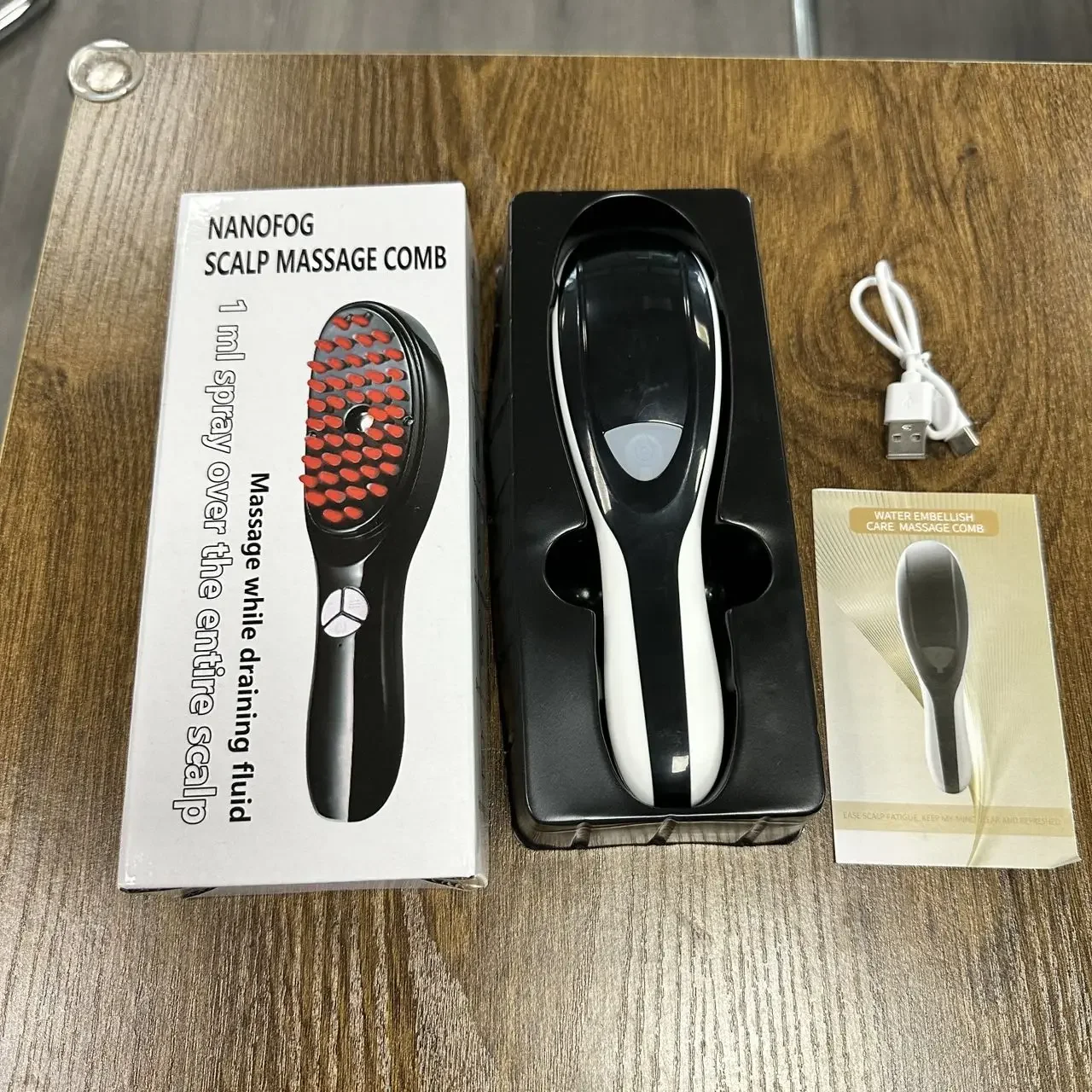 Immagine di Pettine per massaggio a spruzzo elettrico Crescita dei capelli Vibrazione Testa Massaggiatore Spazzo...