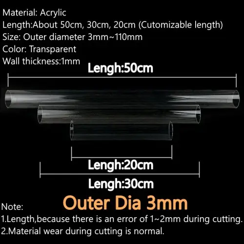 Image de Tube Acrylique Transparent 3mm - 110mm pour Aquarium et Jardin