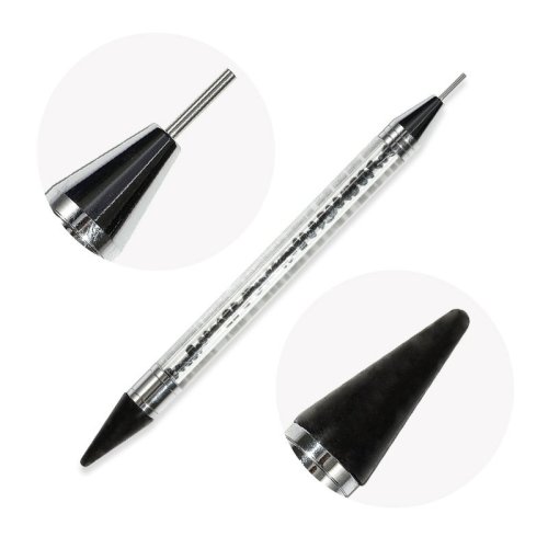 Afbeelding van Nail Art witte waspen met dubbele kop, diamanten versiering en strassplukker, kristalstrassapplicatortool