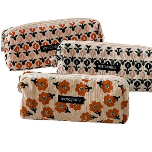 Bild von Kawaii Blumen Federmäppchen – Retro Stifteetui für Mädchen