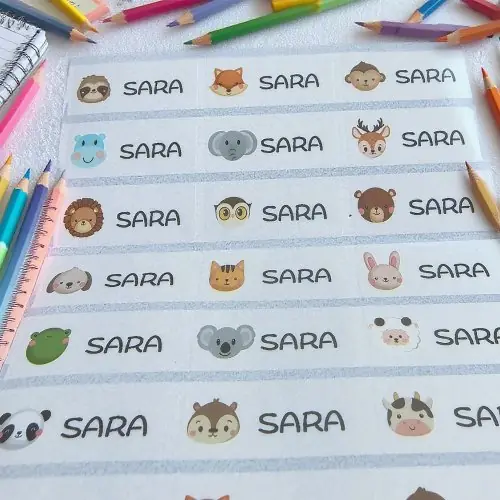Image de Autocollants transparents avec noms de dessin animé pour enfants - 120 pcs