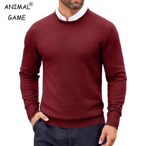 Afbeelding van Herensweater met Ronde Hals – Slim Fit Lichtgewicht Gebreide Trui in Streetwear Stijl voor Casual Mode