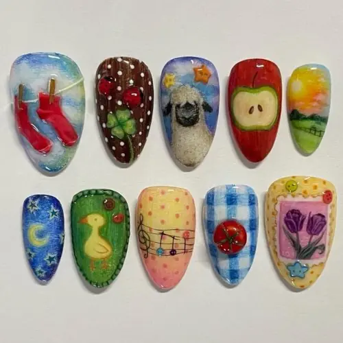 Image de Faux Ongles Chat Noir Elfique - 24 Pièces Brillants & Mignons