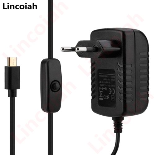 Zdjęcie AC 100-240V DC 5V 3A Przycisk zasilania Zasilacz Ładowarka Port Micro USB 5 V Volt dla Raspberry Pi 3 Model B+ plus