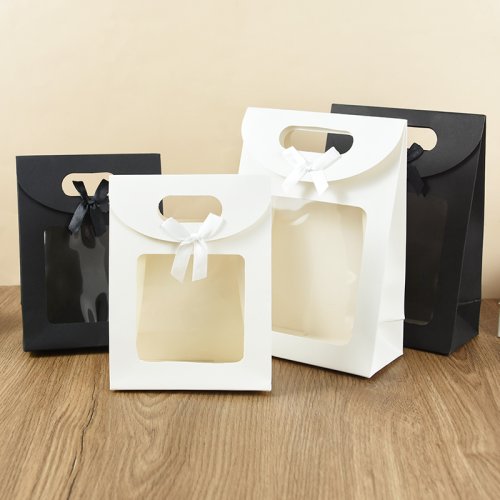 Immagine di Confezione Regalo Bianca e Nera con Finestra Trasparente – 10 o 20 Pezzi per Bomboniere, Feste di Compleanno, Natale e Eventi Speciali