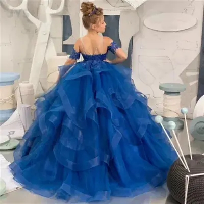 Image de Robe de Demoiselle d'Honneur en Tulle avec Appliqués Personnalisés