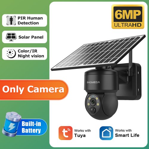 Zdjęcie INQMEGA Tuya Smart Life 6MP kamera słoneczna WiFi PTZ kamera telewizji przemysłowej bezpieczeństwa b...