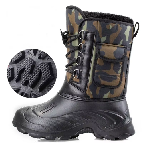 Immagine di Scarpe da ginnastica impermeabili da uomo invernali 2025 Stivali da neve da esterno per uomo Stivali da trekking antiscivolo da pesca caldi ispessiti Uomo Plus Size 46