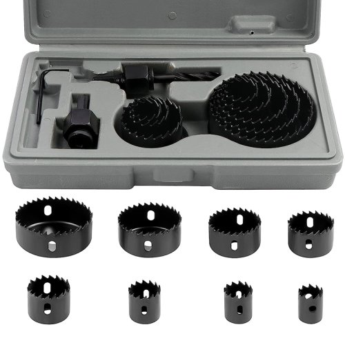 11 pz/set Set da Taglio per Sega a Foro Kit di Strumenti 19-64mm Legno Leghe di Metallo Circolare Rotondo con Custodia