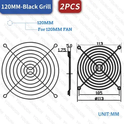 2PCS 120MM grilles