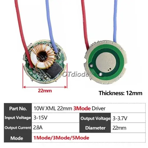 10W 22 mm 3 modes