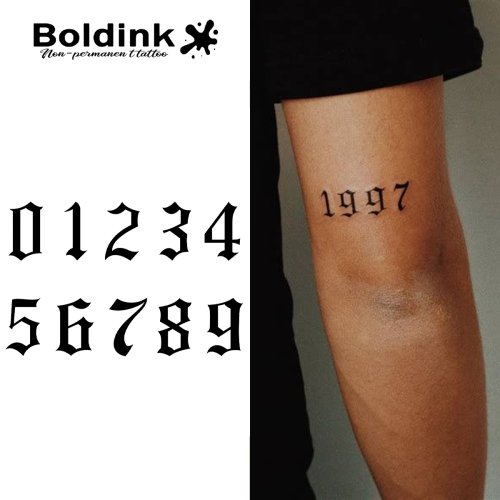 Afbeelding van Natuurlijke Tijdelijke Tattoo met Nummers – Waterdicht & Semi-Permanente Sticker voor 15 Dagen