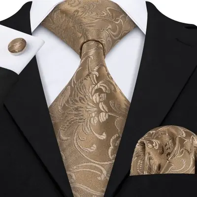 Image de Cravate Florale Homme Élégante - Ensemble Soie Jacquard