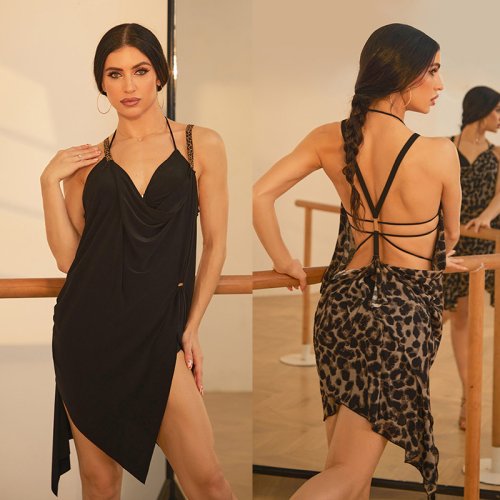 Imagen de Elegante Traje de Baile Latino para Mujer con Estampado Floral, Top y Falda Ajustada – Ideal para Práctica y Actuaciones de Salsa, Cha Cha y Rumba