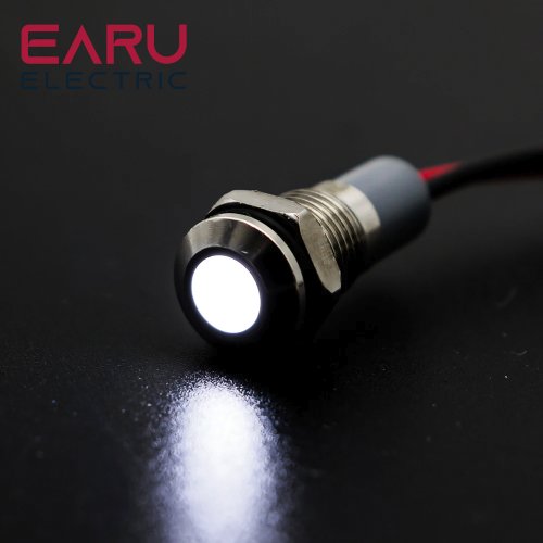 Afbeelding van Waterdichte LED Waarschuwingslampje met IP67 Bescherming - Metalen Signaallamp voor 3V, 5V, 12V, 24V, 110V, 220V in Rood en Blauw, Beschikbaar in 6mm, 8mm, 10mm, 12mm, 14mm