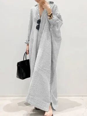 Image de Robe Été Musulmane en Coton & Lin - Style Décontracté & Élégant
