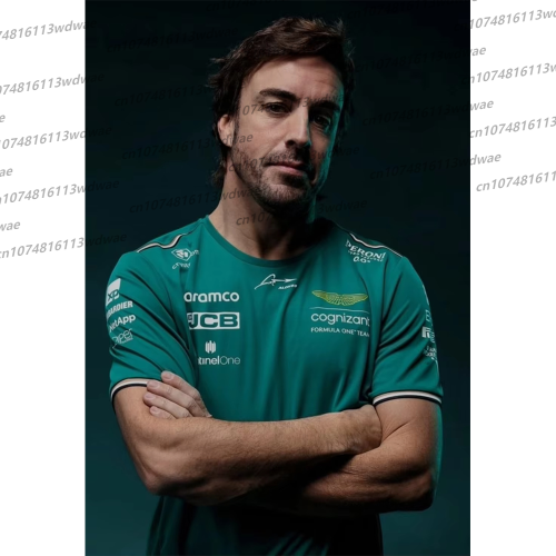 Imagen de Camiseta Aston Martin Racing Camiseta con estampado 3D Jersey del equipo 2025 Racers españoles Fernando Alonso 14 Trajes de carrera del equipo Aston Martin