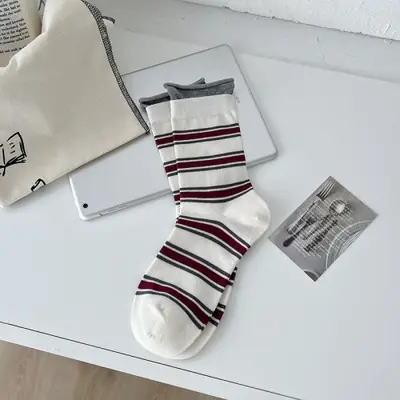 Image de Chaussettes Longues Femmes - Style Coréen Blanc Respirant